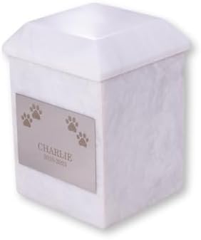 Bey-Berk Deering Moments Personalized White Marble Urn for Human or Pet Ashes