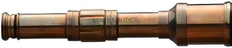 Mary Nautical Black Leather Telescope with Brass and Rosewood Base