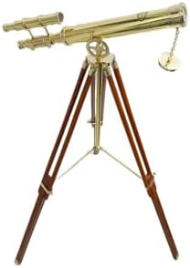 Vintage Maritime Brass Double Barrel Telescope Floor Standing Decor