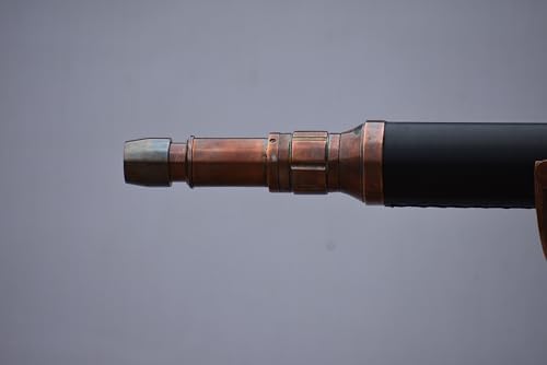 Brass Single Barrel Telescope with Wooden Tripod Stand