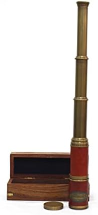 Brass Telescope with Leather Cover and Wooden Box
