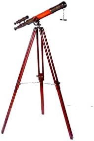 Royal Vintage Telescope with Orange Leather Tube and Brass Tripod