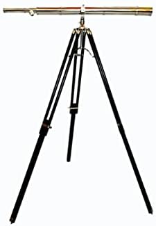 Vintage Single Barrel Brass Telescope on Tripod Stand