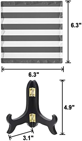 Wooden Stand Desk Decor Plaque with Stripes Minimalist Style