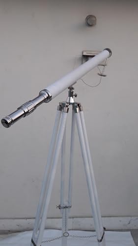 FOR MY SON 27 Brass Telescope with White Wooden Tripod Stand