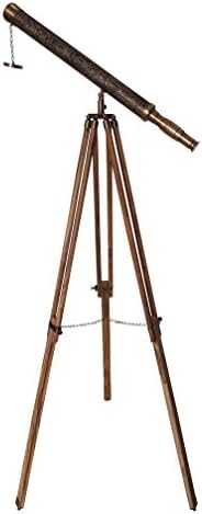 Antique Adjustable Teak Wood Tripod Telescope