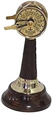 NauticalMart 7 Inch Leather Brass Titanic Engine Room Telegraph with Wooden Base