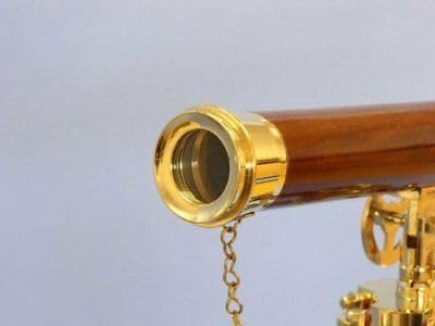 27 Wooden Telescope with Brass Tube and Tripod Stand Vintage Nautical Decor and Personal Gift