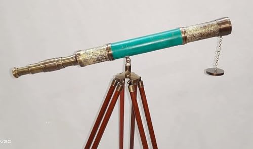 Vintage Telescope with Brass and Wood Nautical Design