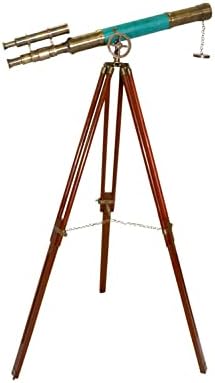 Marine Antique Brass Telescope with Wooden Stand