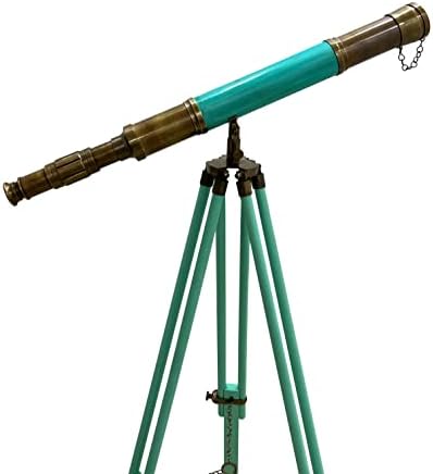 Handmade Marine Brass Telescope with Retro Wooden Tripod