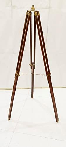 Maritime Double Barrel Telescope with Brown Wooden Tripod