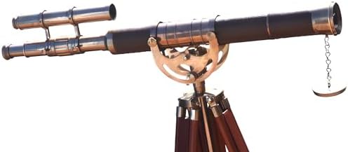 FOR MY SON Antique Brass Telescope with Wooden Stand