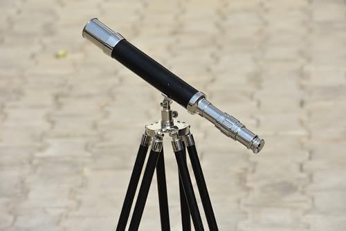 Nautical Style Brass Telescope with Wooden Tripod