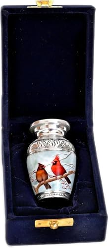 HLC Beautiful Small Cardinal Couple Urn - Memorial for Human Ashes