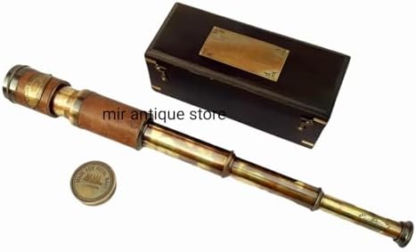 19 Inch Solid Brass Vintage Nautical Telescope with Wooden Box