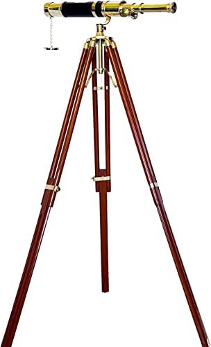 Nautical Solid Brass Telescope with Wooden Tripod