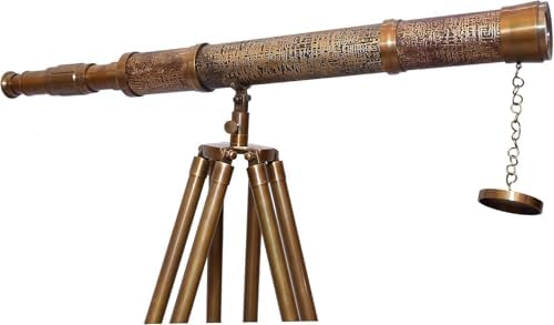 Nautical Handmade Desktop Tripod Spyglass in Antique Brass