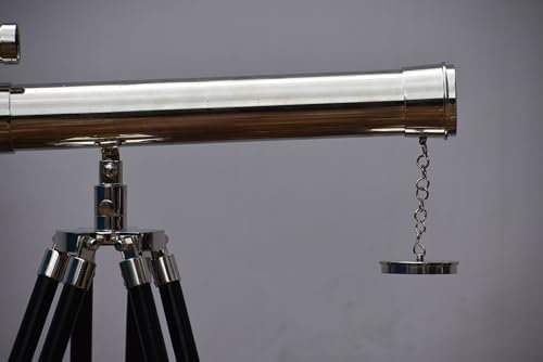 Mary Nautical Nickel Double Barrel Telescope with Wooden Stand