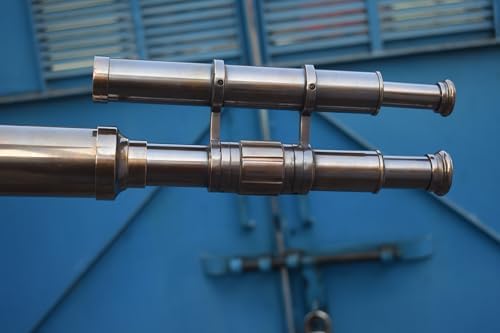 Vintage Double Barrel Telescope with Wooden Tripod 1