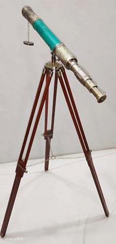 Vintage Telescope with Brass and Wood Nautical Design
