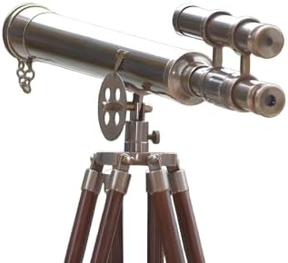 Antique Brass Telescope Floor Standing Spyglass with Adjustable Tripod