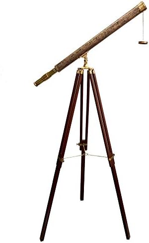 Single Barrel Vintage Wooden Tripod Telescope 62 Inches