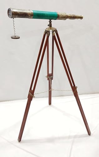 Vintage Telescope with Brass and Wood Nautical Design