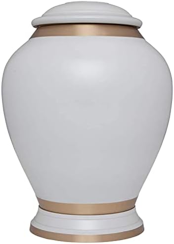 White Cremation Urn with Tree of Life - Large Capacity Brass Urn for Adult Remains