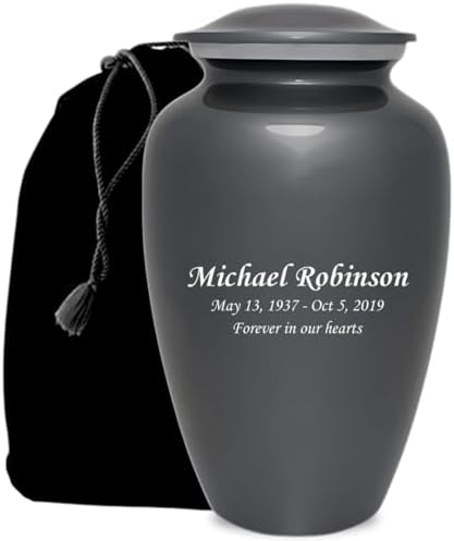 Personalized Cremation Urn - Gray Aluminum Custom Engraving Adult Urn
