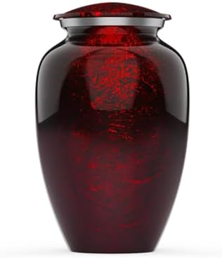 Handcrafted Cremation Urn for Human Ashes - Large Red Black Memorial Urn