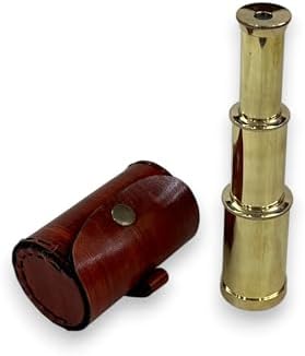 Solid Brass Handheld Telescope 6 Nautical Pirate Spy Glass Telescope with Leather Case