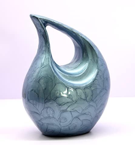 eSplanade Metal Cremation Urn - 10 Inch Grey Teardrop