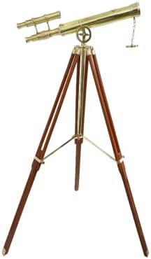 Vintage Maritime Brass Double Barrel Telescope Floor Standing Decor