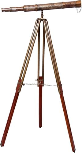 Nautical Handmade Desktop Tripod Spyglass in Antique Brass