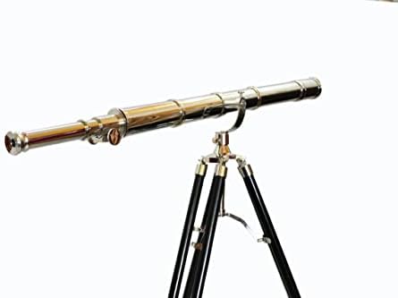 Vintage Single Barrel Brass Telescope on Tripod Stand