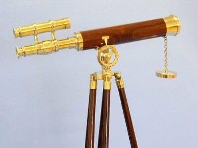 27 Wooden Telescope with Brass Tube and Tripod Stand Vintage Nautical Decor and Personal Gift