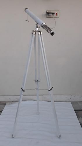 FOR MY SON 27 Brass Telescope with White Wooden Tripod Stand