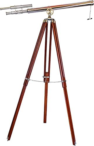 Maritime Navy Double Barrel Telescope with Black Tripod Stand