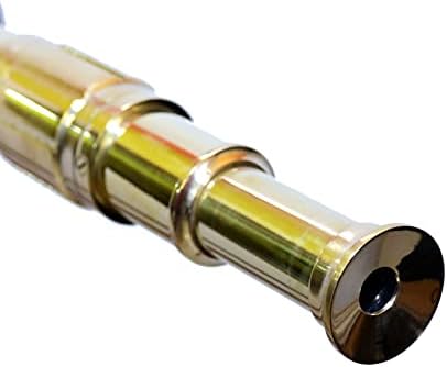 Antiqueex Shiny Brass Telescope with Wooden Tripod Stand
