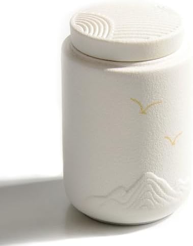 TIMSO Small Ceramic Urns for Human Ashes - Engraved Bird Design Keepsake