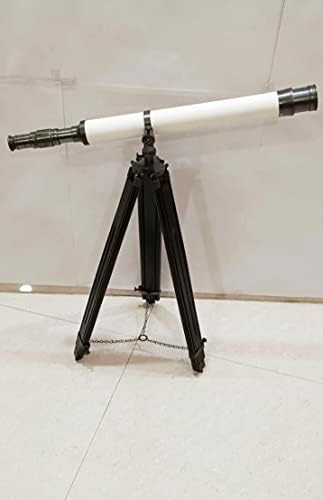 Black Antique Telescope with White Leather Handmade Moon Telescope Unique Gift