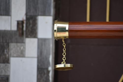 Double Barrel Brass Telescope with Wooden Tripod