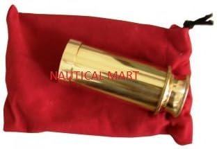 Vintage Nautical Antique Style Mini Brass Telescope with Red Pouch