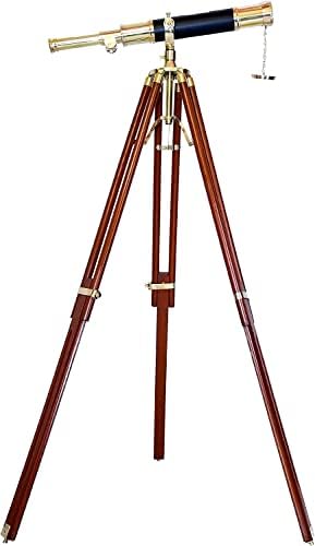 Nautical Solid Brass Telescope with Wooden Tripod