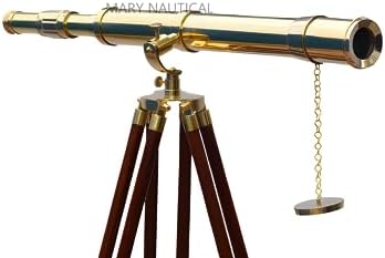 Brass Navy Griffith Adjustable Tripod Decorative Telescope Stand