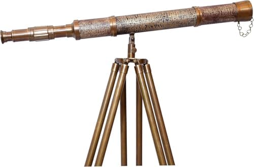 Nautical Handmade Desktop Tripod Spyglass in Antique Brass