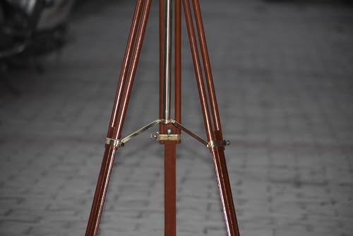 Shiny Brass Double Barrel Telescope with Wooden Tripod Stand