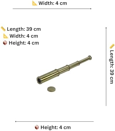 39 cm Antique Brass Folding Telescope for Home Dcor