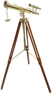 Vintage Maritime Brass Double Barrel Telescope Floor Standing Decor